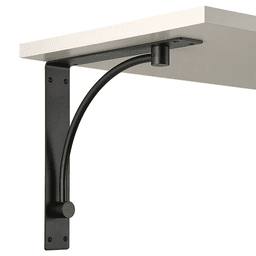 Versatile curved rod bracket for under-counter support or display shelf by Doug Mockett