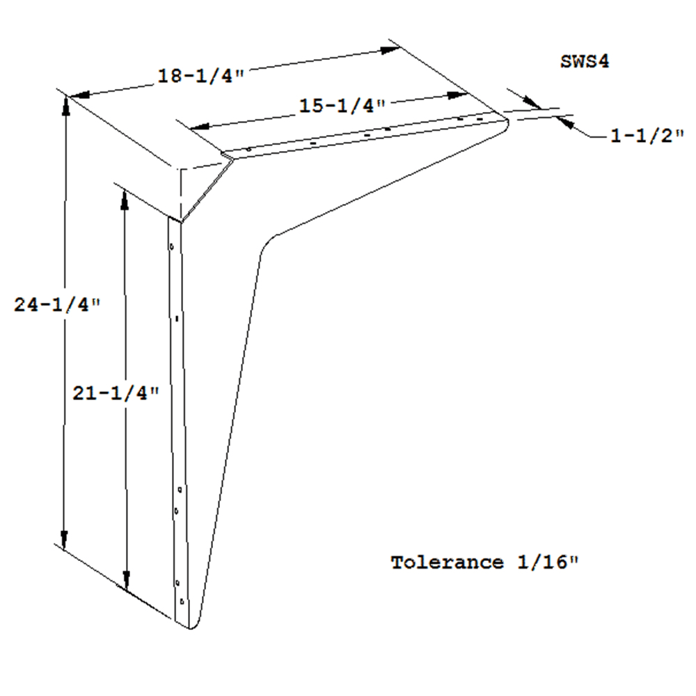 Versatile mounting options for SWS4 basic work surface shelf bracket
