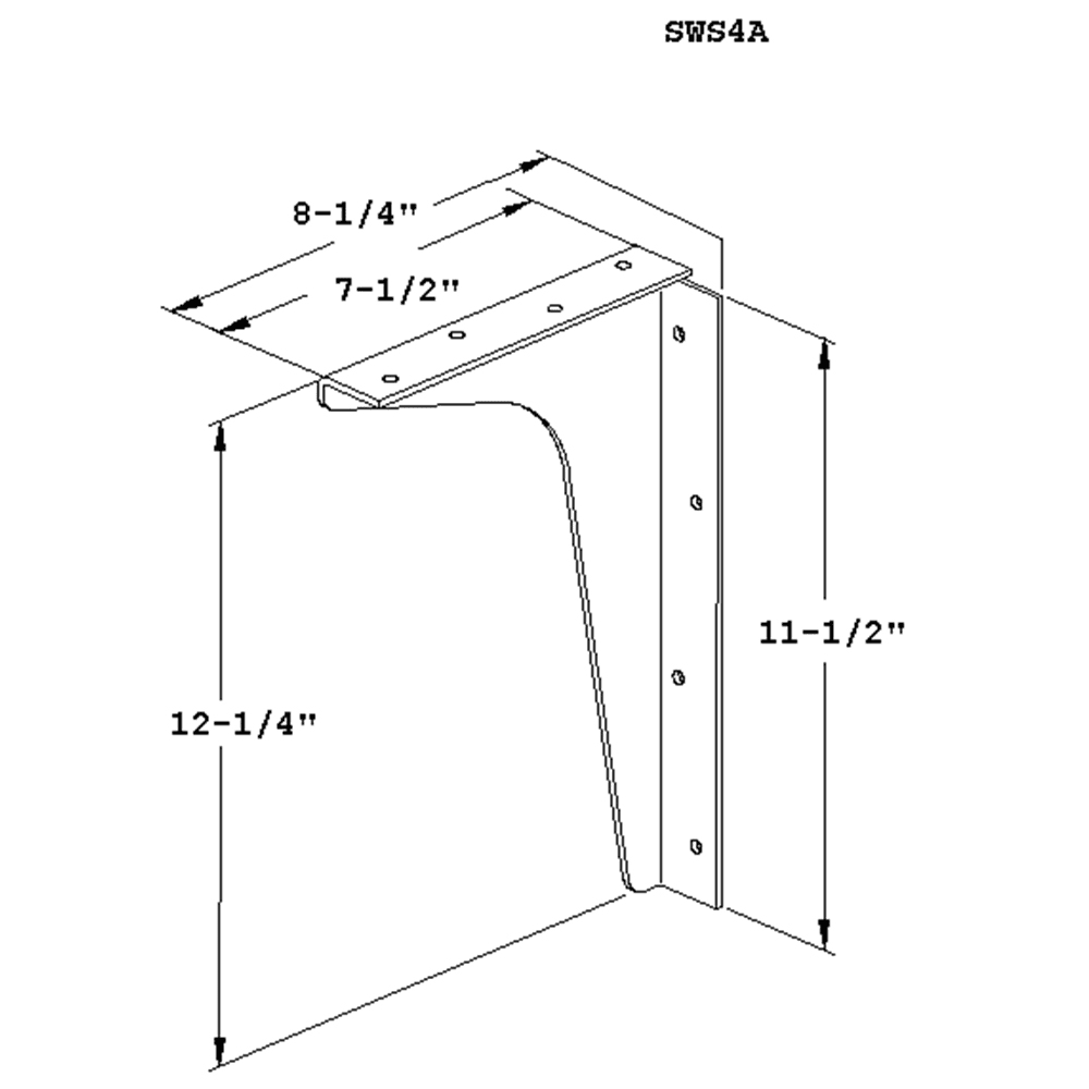 SWS4A Basic Work Surface Shelf Bracket - Heavy Duty Metal Design - Doug Mockett And Company Inc