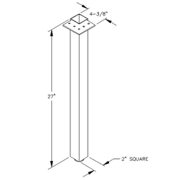 Square table leg with flush corner mount and regular leveler