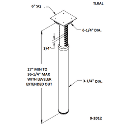 Adjustable Table Leg, 8 3/4" Vertical Adjustment, Lightweight, Solve Multiple Height Problems, Smooth or Serrated Tube