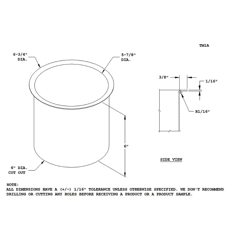 Satin Stainless Steel Trash Grommet for 6" Hole - Doug Mockett And Company Inc