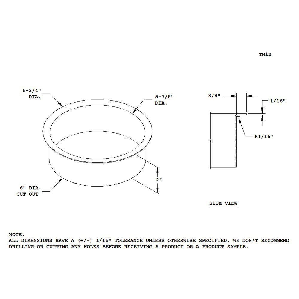 Stainless Steel Trash Grommet for 6" Hole