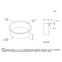 Polished stainless steel trash grommet for 6" hole by Doug Mockett And Company Inc.