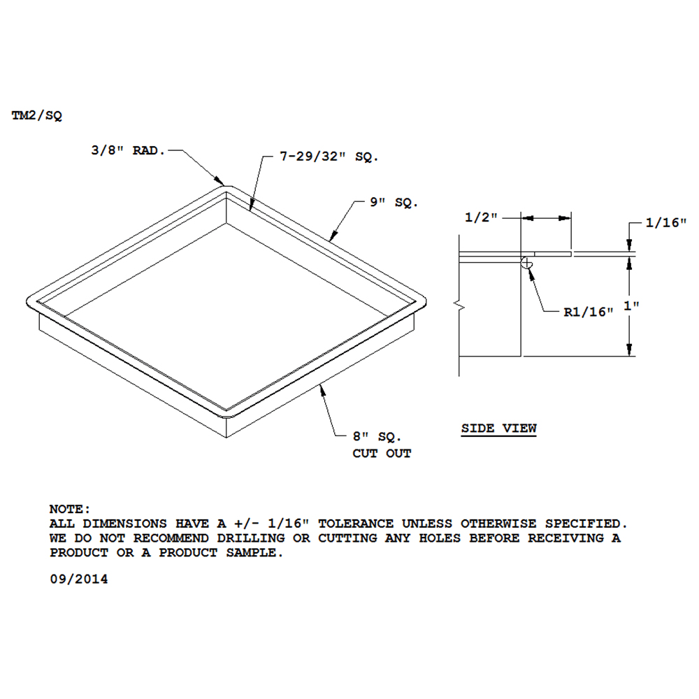 Satin stainless steel TM2 trash grommet liner for 8" hole