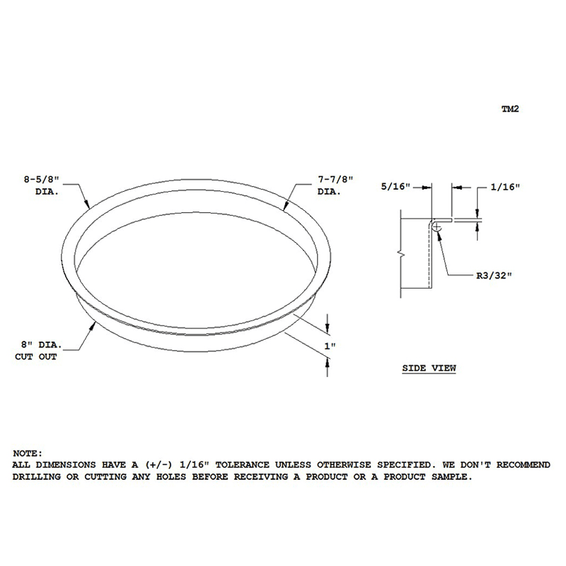 Satin Stainless Steel Trash Grommet Liner for 8" Hole - Doug Mockett And Company Inc