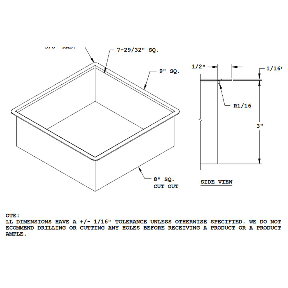 TM2 Trash Grommet Liner for 8" Hole, Satin Stainless Steel, 3" Liner Depth