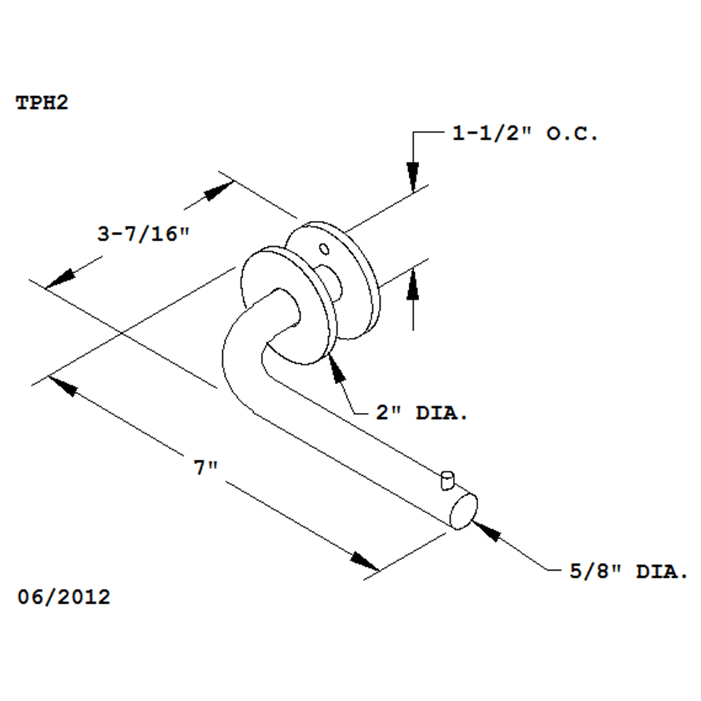 Wall-mounted TPH2 Fixed Toilet Paper Holder with Retainer Pin and Screw Cover Plate