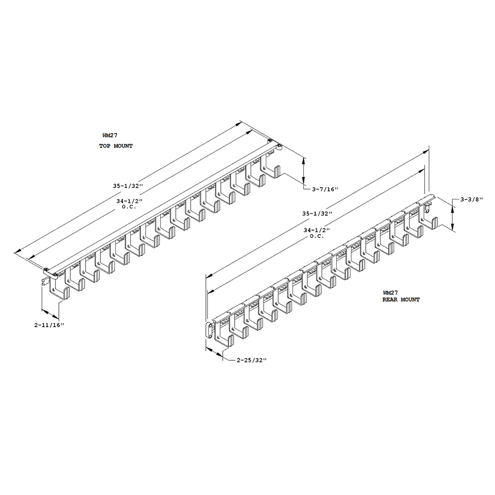 Satin Aluminum Anodized/Black Wire Manager Track System