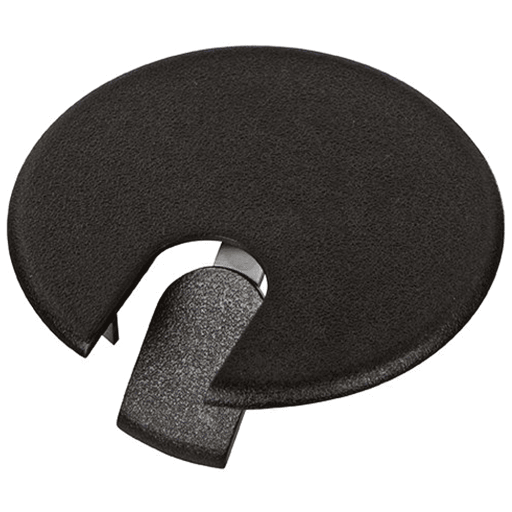 Matte black XG2 grommet cap with Flip-TopAr tab for cord slot by Doug Mockett And Company Inc