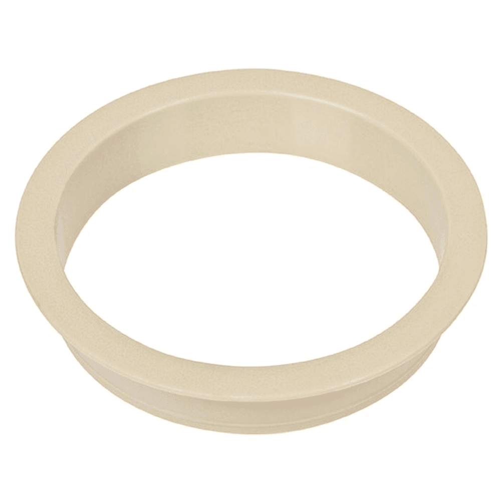 Plastic 4" grommet sleeve in putty for organizing wires and cables