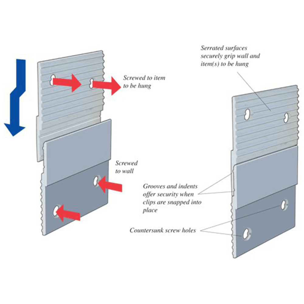 2" x 1-7/8" Aluminum Z Clip, Satin Aluminum - Alt Image 3