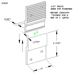 2" x 1-7/8" Aluminum Z Clip, Satin Aluminum - Alt Image 4