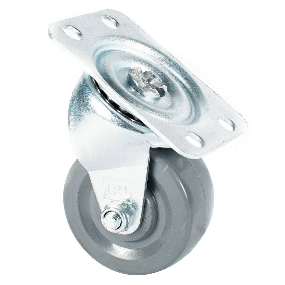 2" General Duty Non-Marking Rubber Gray Swivel Caster - Mold on rubber material for shock absorption and floor protection - Industrial strength for everyday use - Resistant to chemicals and solvents.