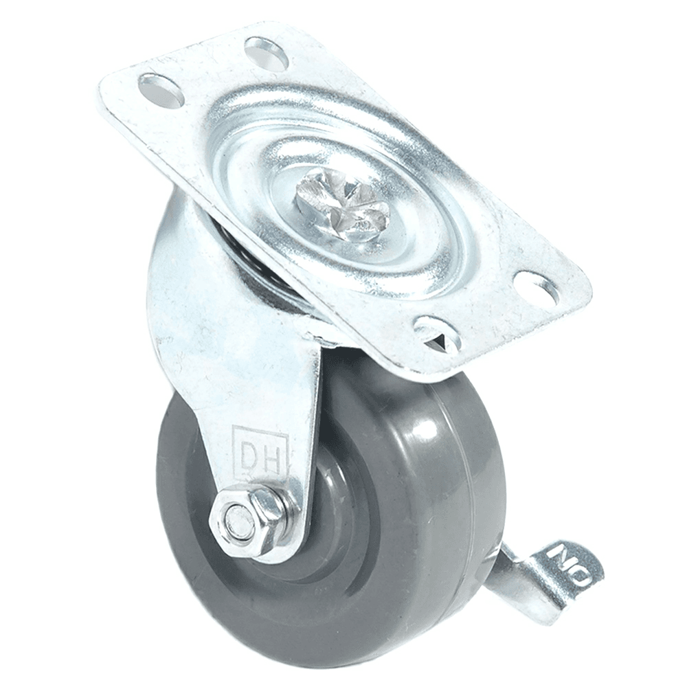 2" General Duty Non-Marking Rubber Gray Swivel Caster with Brake - Dh Casters International