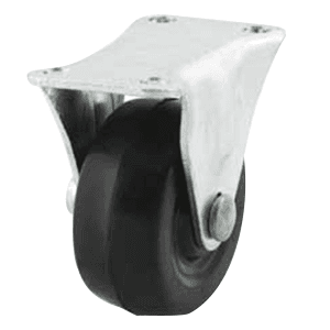 2 inch general duty soft rubber rigid caster for store fixtures, office equipment, and light industrial equipment with a load capacity of 90lb.