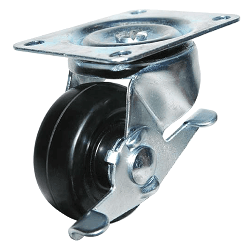 General Duty Hard Rubber Swivel Caster with Brake - Dh Casters International - 4 inch - 20/Case - Store Fixtures, Office Equipment, Light Industrial Equipment