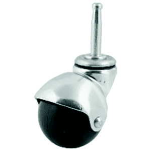 2" rubber ball caster with bright chrome finish for low-pile carpeting and hard flooring.