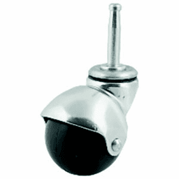 2" rubber ball caster with bright chrome finish for low-pile carpeting and hard flooring.