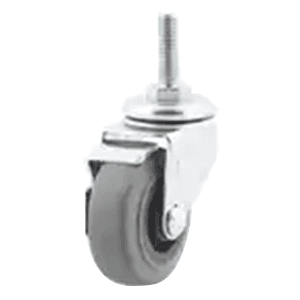 2" Light Duty Non-Marking Gray Swivel Caster - Embossed Zinc Plated - Stem Size 5/16" x 18 Gauge x 1"