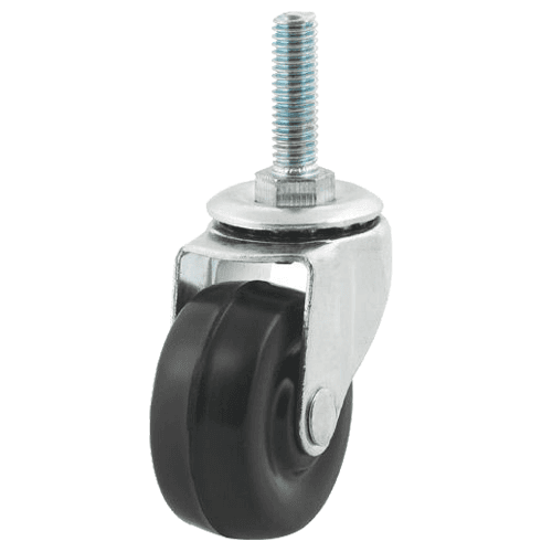 2-inch hard rubber swivel caster with threaded stem for high load capacity and chemical resistance