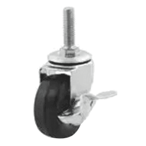 2 inch Light Duty Threaded Stem Rubber Swivel Caster with Brake