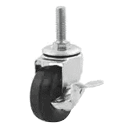2 inch Light Duty Threaded Stem Rubber Swivel Caster with Brake