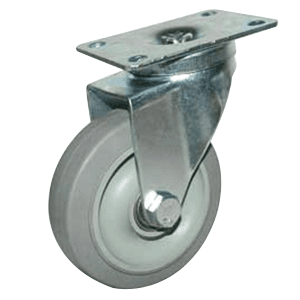 Gray TPR Swivel Caster with Double Row Ball Bearing Swivel Raceway Construction for Easy Rolling