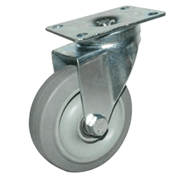 Gray TPR Swivel Caster with Double Row Ball Bearing Swivel Raceway Construction for Easy Rolling