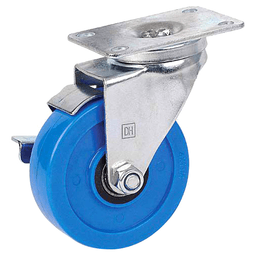 4" medium duty polyurethane swivel caster with brake - high load capacity, non-marking, chemical and wear resistant