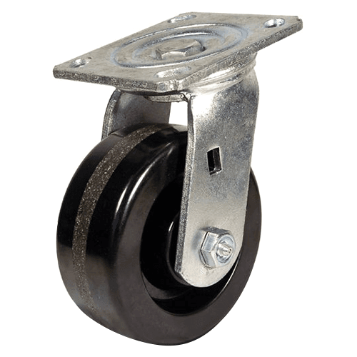 5" Heavy Duty Phenolic Non-Marking Swivel Caster with Impact Resistant Phenolic Wheels and 90 Shore D Durometer Rating