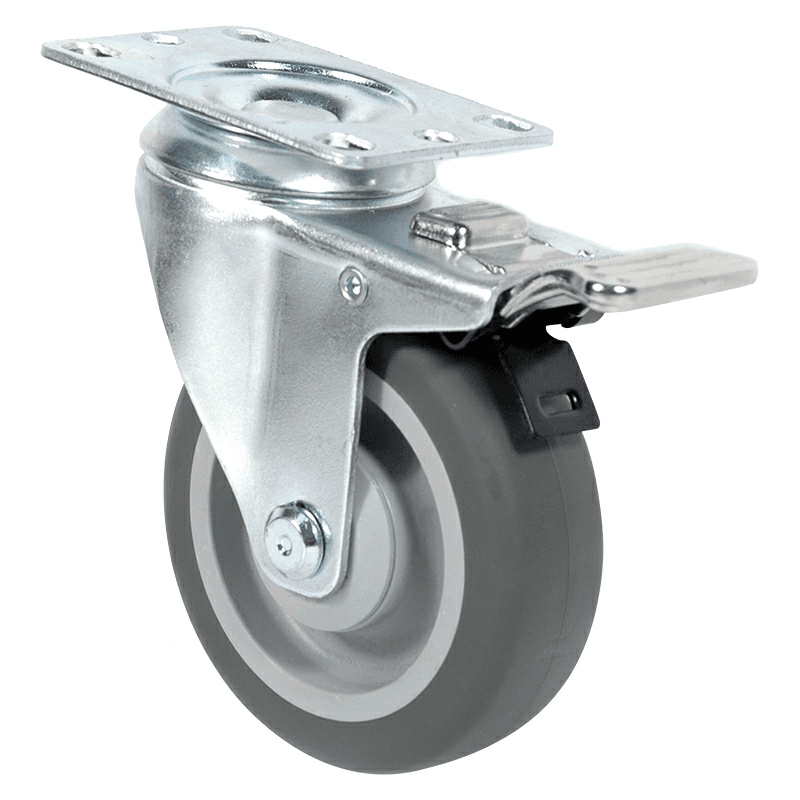 4" C-ML Light-Medium Duty Thermoplastic Rubber Swivel Caster with Total Lock Brake Main - Image