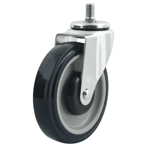 5" Medium Duty Threaded Stem Polyurethane Swivel Caster with Non-Marking Polyurethane Wheels
