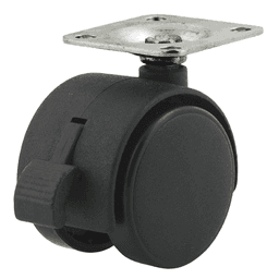 1-1/2" Light Duty Twin Wheel Nylon Swivel Caster with Brake - DH Casters International