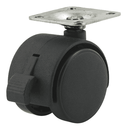 2" Light Duty Twin Wheel Nylon Swivel Caster with Brake - High Load Capacity