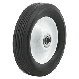 8&quot; W-MH Flat Free Semi-Pneumatic Solid Rubber Wheel with 3/4&quot; White Centered Hub Main - Image