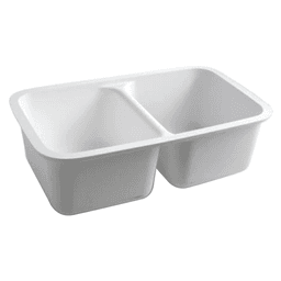 Durasein Undermount Double Equal Bowl Vanity Sink in White - Seamless and Durable Solid Surface