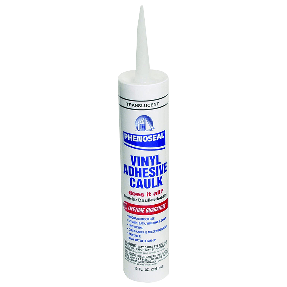 Phenoseal All-Purpose Vinyl Adhesive Caulk, 10 Fl oz Cartridge, Translucent - Main Image