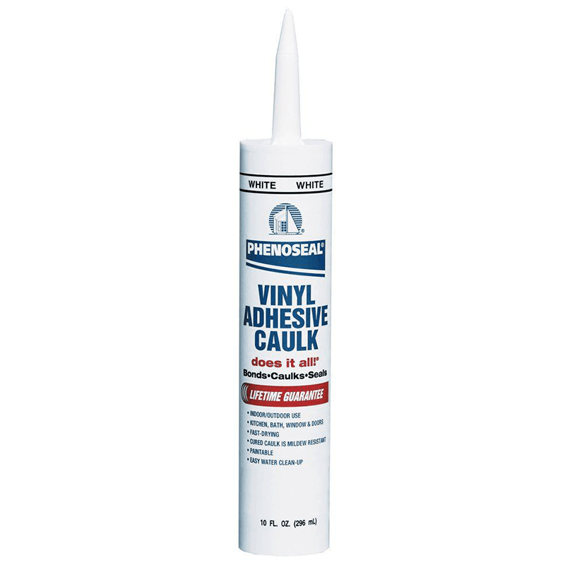 Phenoseal All-Purpose Vinyl Adhesive Caulk, 10 Fl oz Cartridge, White - Main Image