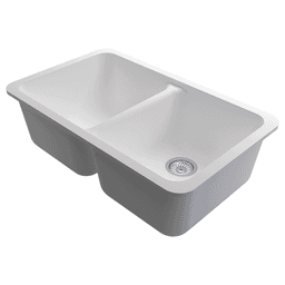 Stain and Mold Resistant Durasein Acrylic Undermount Double Bowl Kitchen Sink in Natural White Finish