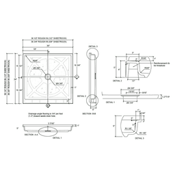 36" x 36" Standard Center Drain Shower Pans, Arctic White Alt 1 - Image