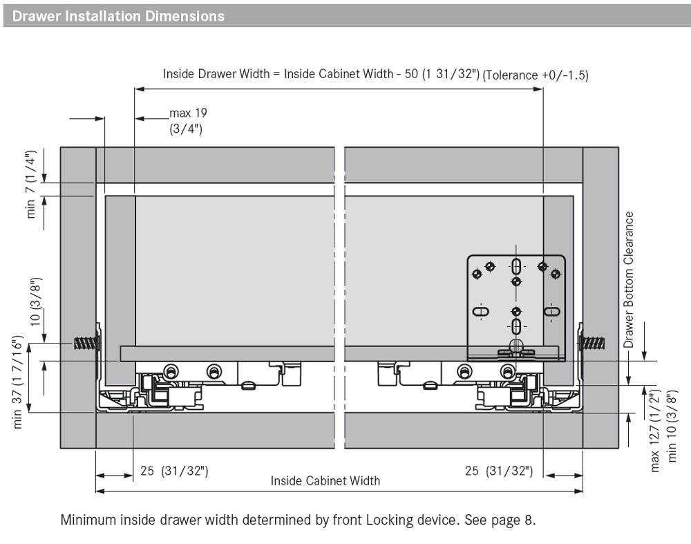 15" Dynapro 19 2D Undermount Drawer Slide with 100lb Capacity Full Extension Soft-Closing for 3/4" Material - Image 1