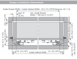 Dynapro 19 3D undermount drawer slide - Side view
