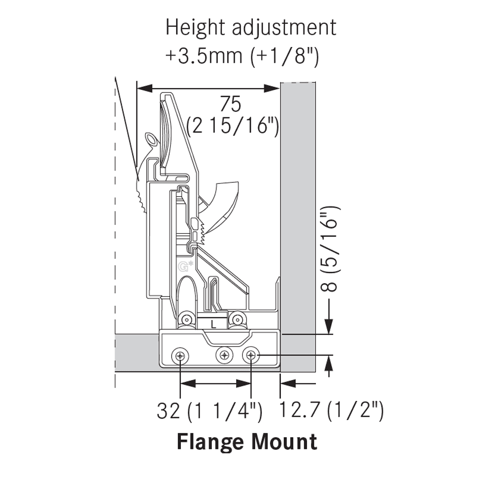 Height Adjustable Dynapro Eco Locking Device for Drawers with Minimum Width of 150mm