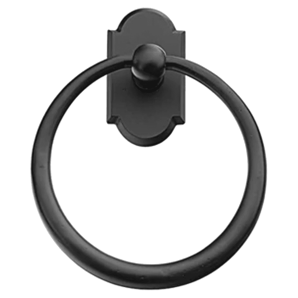 Sandcast Bronze #1 Rosette Towel Ring, Flat Black Bronze Main - Image