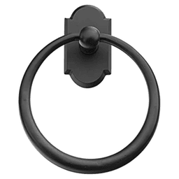 Sandcast Bronze #1 Rosette Towel Ring, Flat Black Bronze Main - Image