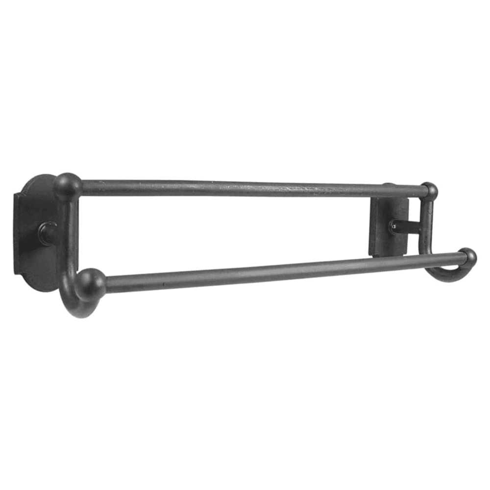 18" Sandcast Bronze #1 Rosette Double Towel Bar, Flat Black Bronze Main - Image