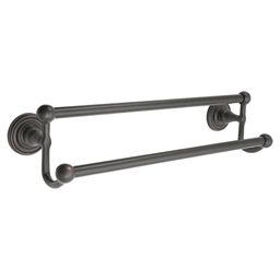 18" Traditional Small Regular Rosette Double Towel Bar, Unlacquered Brass Main - Image