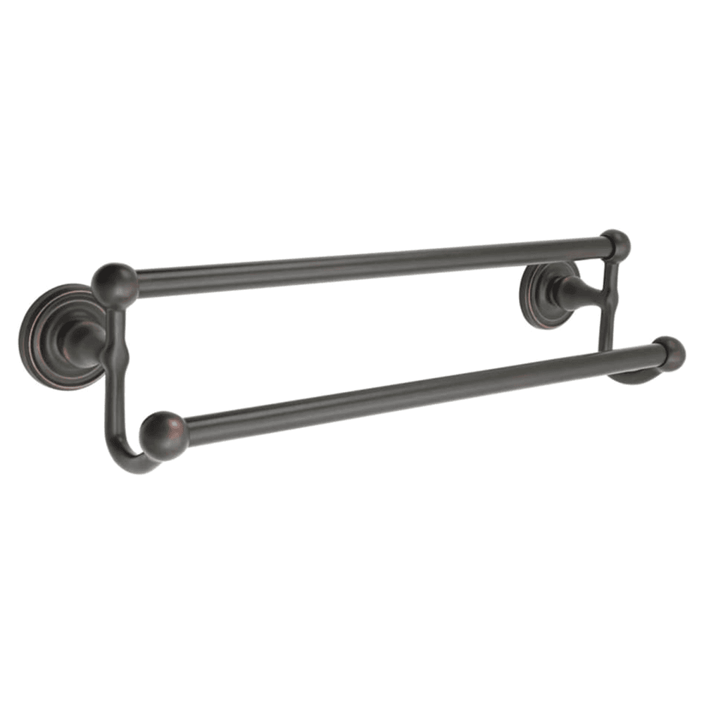 24" Traditional Small Regular Rosette Double Towel Bar, French Antique Main - Image