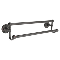 30" Traditional Quincy Rosette Double Towel Bar, Flat Black Main - Image